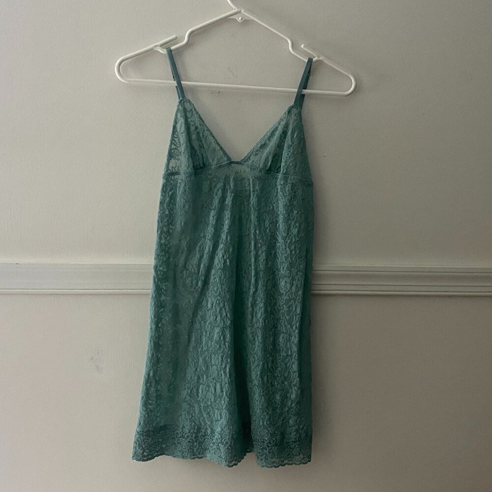 Victoria's Secret Blue Sheer Stretch Lace Slip Size M‎